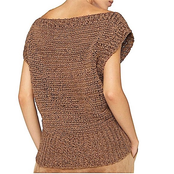 Brochu Walker Cei Sueded Ribbon Crochet Sweater Top Size Medium - Picture 2 of 12